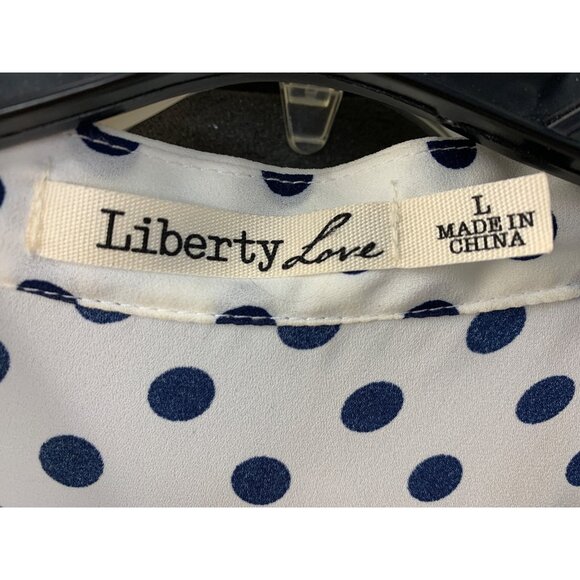 Lot of 2 Sz Large Liberty Love dot Top + B Design Royal Blue Knit Top 8834 - Picture 3 of 14